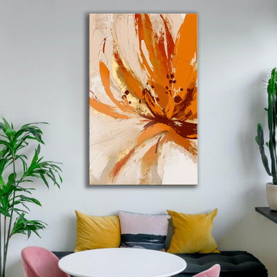 Cuadro Abstracto Flores Naranjas - Pintura al Óleo Moderna sin Marco para Sala de Estar - Image 5