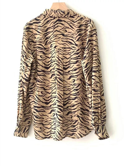 Camisa Larga Estampado Tigre para Mujer - Estilo Francés Otoño Temprano - Image 4