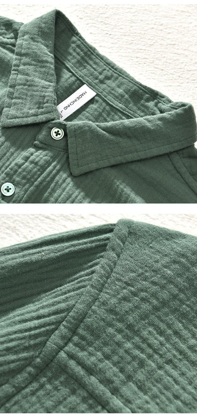 Camisa Manga Larga Algodón Puro Color Sólido para Hombre - Image 12
