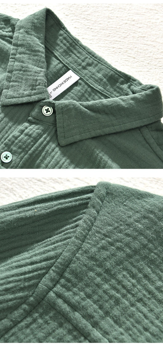 Camisa Manga Larga Algodón Puro Color Sólido para Hombre - Image 12