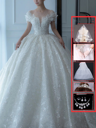 Vestido de Novia Francés Hombros Descubiertos - Image 9