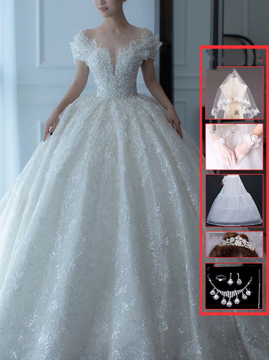 Vestido de Novia Francés Hombros Descubiertos - Image 9