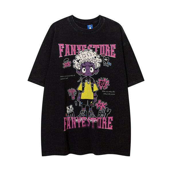 Playera Estampada Anime Efecto Desgastado para Hombre