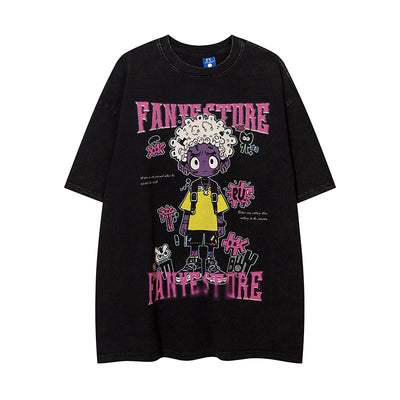 Playera Estampada Anime Efecto Desgastado para Hombre