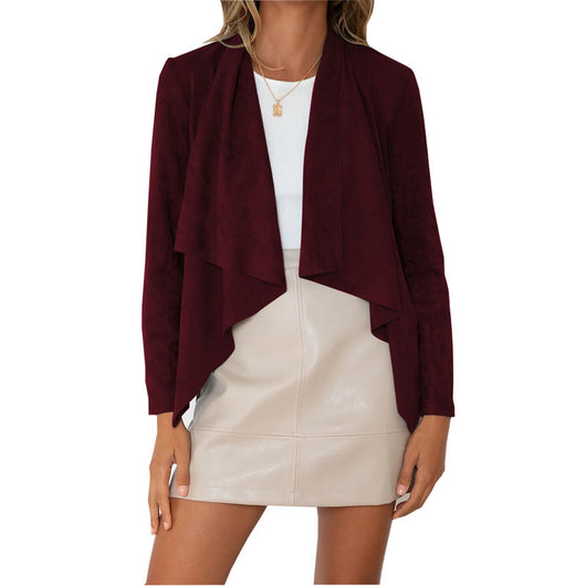 Chaqueta Casual de Terciopelo Gamuza Sintética con Solapa Temperamento - Image 5