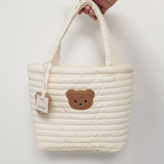 Bolsa Acolchada con Osito Bordado para Pañales y Accesorios