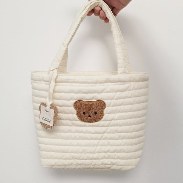 Bolsa Acolchada con Osito Bordado para Pañales y Accesorios