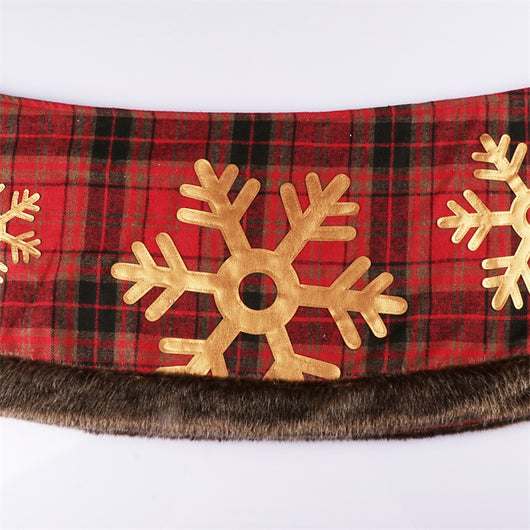 Falda de Árbol Navideño con Diseño de Copos de Nieve y Cuadros - Image 5