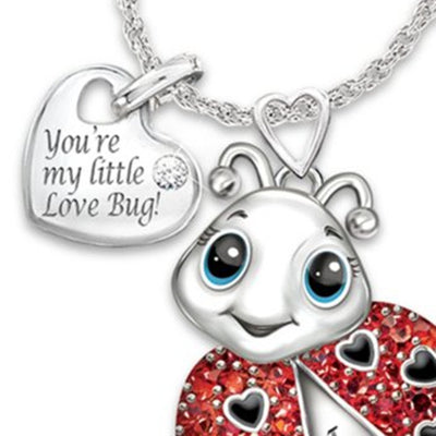 Collar Colgante Mariquita Adorable Corazón Rojo con Brillantes y Letra de Moda - Image 14
