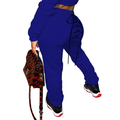 Conjunto de Buzo y Pantalón Deportivo con Ojetes de Color Sólido - Image 5