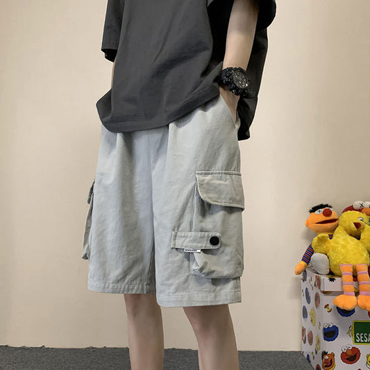 Pantalones Casuales Multibolsillo de Cinco Puntos Estilo High Street