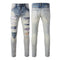 Pantalones Vaqueros Rotos Estilo Street Parches Rodillas Expuestas