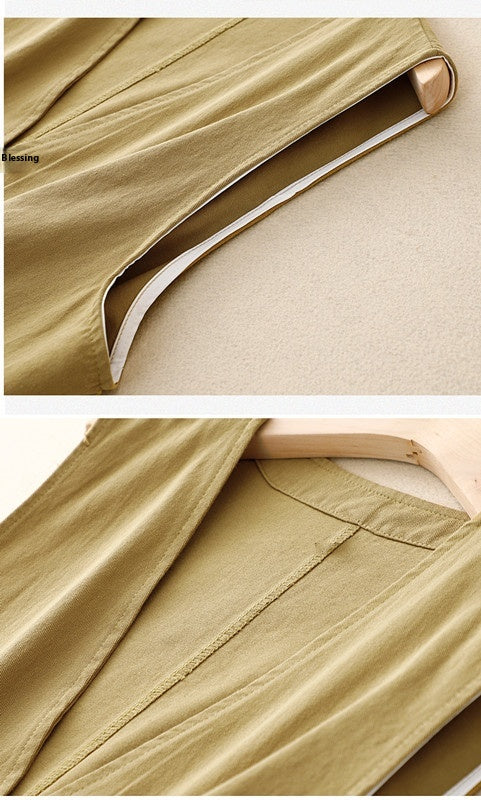 Chaleco Retro Coreano Mujer en Algodón y Lino - Image 17