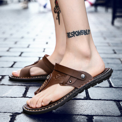 Sandalias de Cuero para Hombre Talla Grande con Diseño de Dos Dedos - Image 9