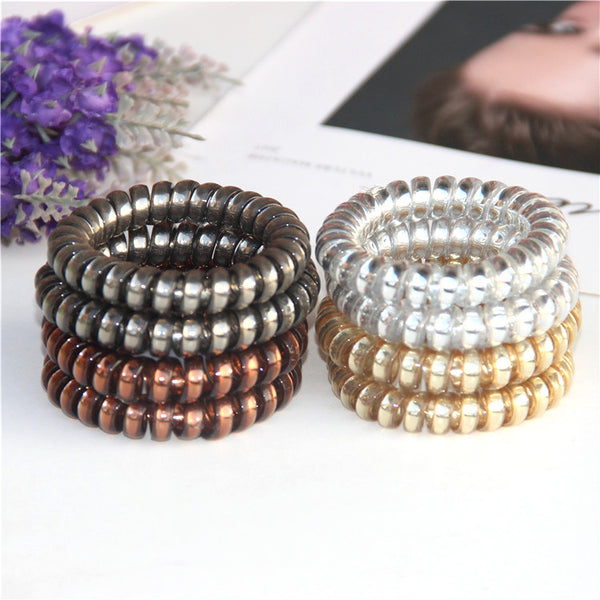 Banda Elástica para Cabello en Espiral Plateada Brillante