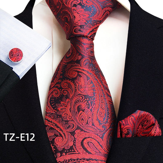 Set de 3 Piezas: Corbata Paisley, Pañuelo de Bolsillo y Gemelos - Image 33