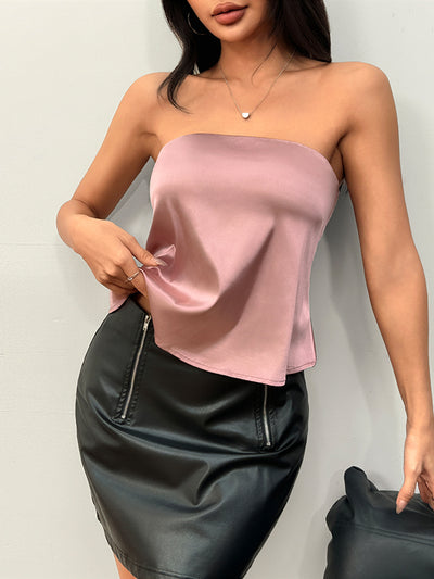 Top Satinado sin Tirantes Escote Strapless Elegante - Image 10