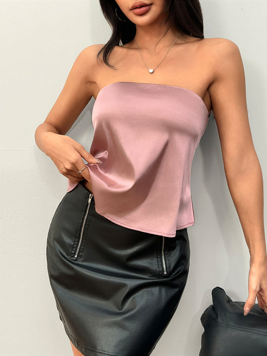 Top Satinado sin Tirantes Escote Strapless Elegante - Image 10
