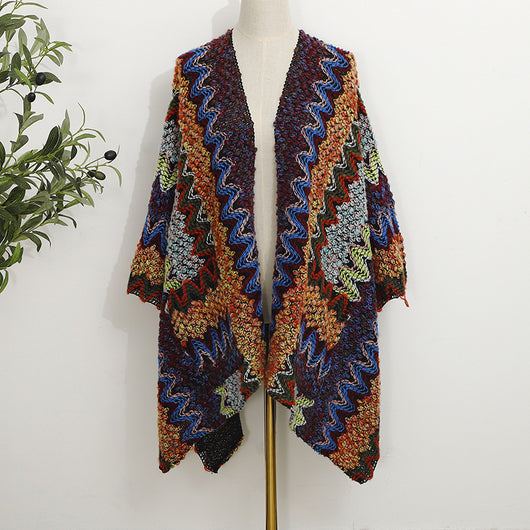 Chal Tejido Bohemio con Bolsillos - Abrigo Versátil - Image 6