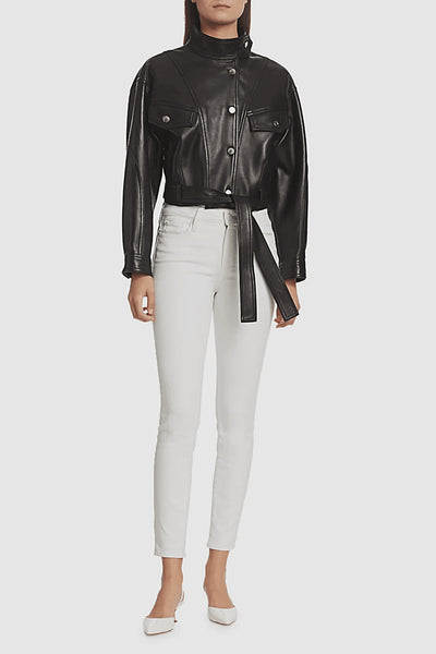 Chaqueta Vaquera con Cinturón de Cuero Suave y Lana Texturizada - Image 8