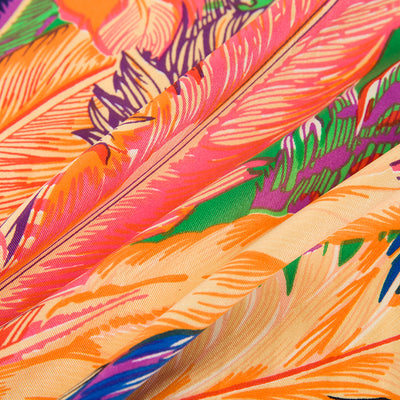 Pañuelo de Seda Sintética con Diseño de Plumas Indígenas para Mujer - Image 28
