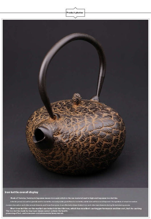 Tetera Artesanal Japonesa de Hierro Fundido con Patrón de Codorniz - Image 3