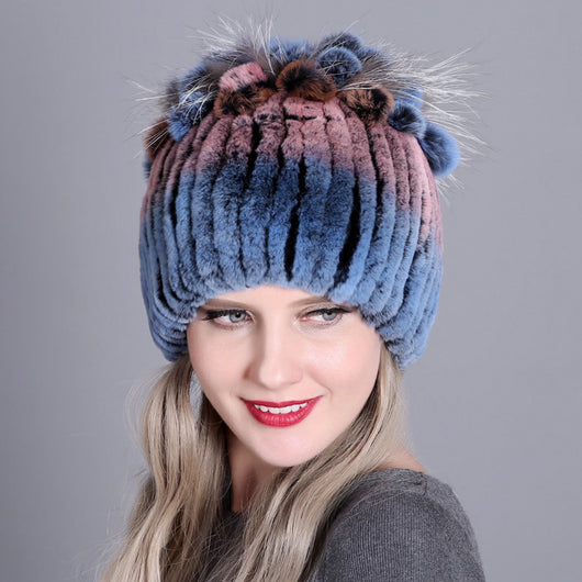 Gorro Tejido de Piel de Conejo Rex para Mujer - Image 18