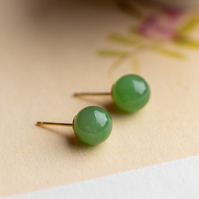 Aretes de Plata Esterlina con Jade Hetian y Baño de Oro - Image 6