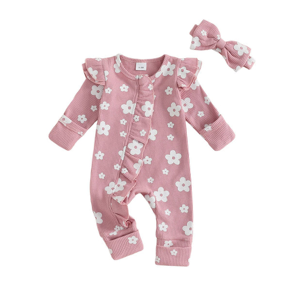 Jumpsuit Infantil Estampado Floral con Cierre y Diadema
