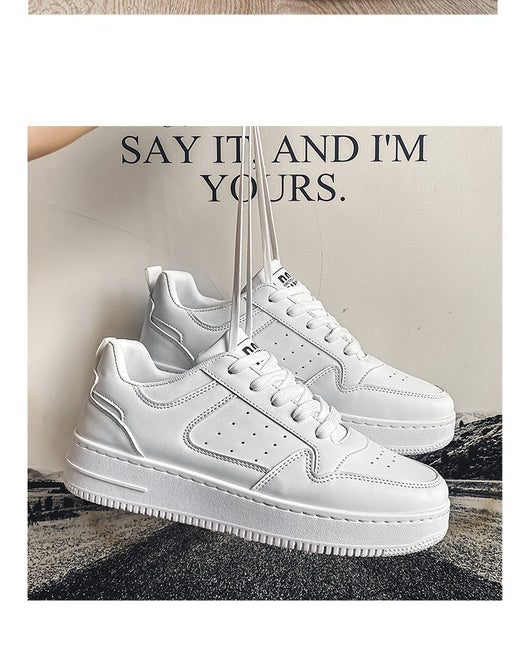 Zapatillas Plataforma Blancas de Cuero Respirable - Tendencia Teen Todo Combinable - Image 16