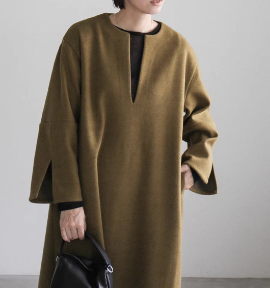 Abrigo Holgado de Lana para Mujer Otoño e Invierno - Image 24