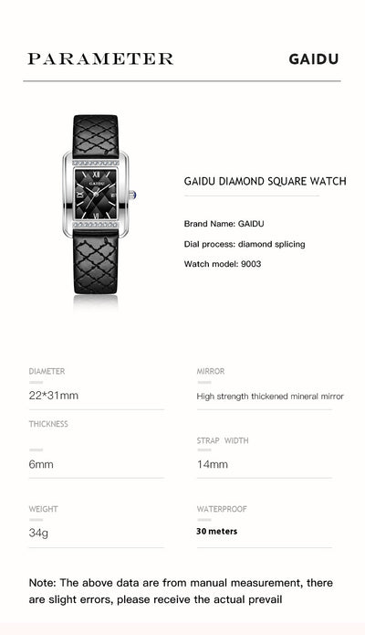 Reloj de Cuarzo Cuadrado Diamante - Lujo Asequible Retro - Image 11