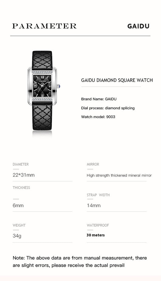 Reloj de Cuarzo Cuadrado Diamante - Lujo Asequible Retro - Image 11