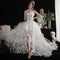 Vestido de Novia Corto Delantero y Trasero con Cola Pequeña