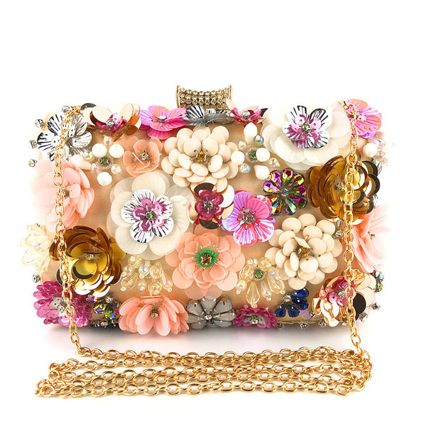 Bolso de Noche para Mujer con Flores de Cuentas Coloridas