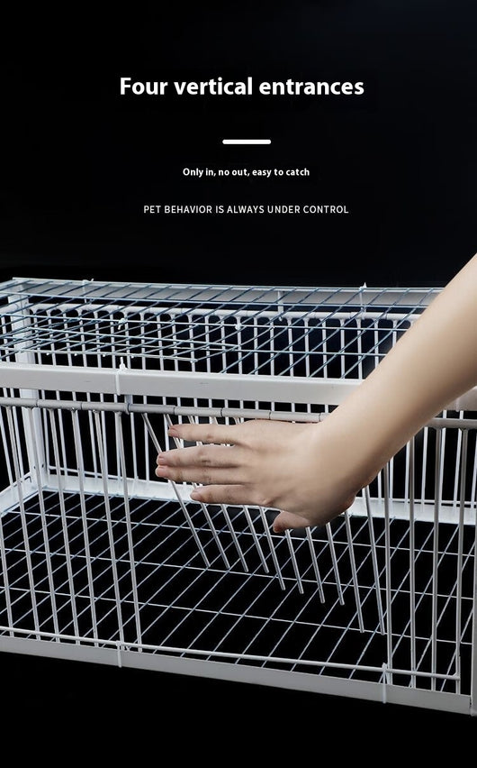 White wire pigeon cage with two side entrances and a skylight, measuring 60x40x26 cm with 2cm wire spacing. - Image 27
