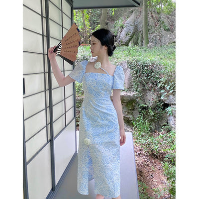 Vestido Cheongsam Jacquard Ajustado con Abertura Elegante - Image 10