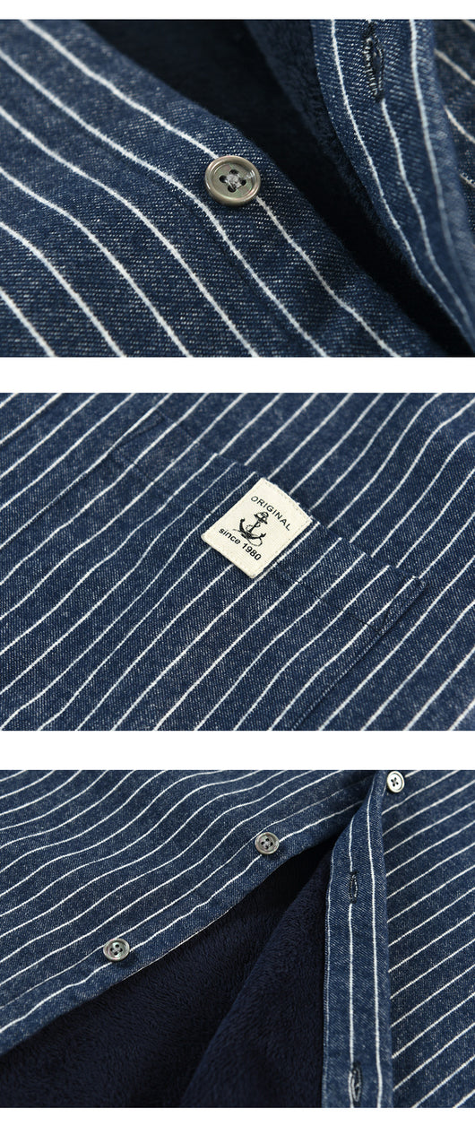 Chaqueta Camisa de Forro Polar Rayada para Hombre - Image 15