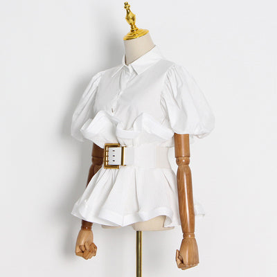 Blusa Princesa con Volantes y Solapa Simple - Image 10