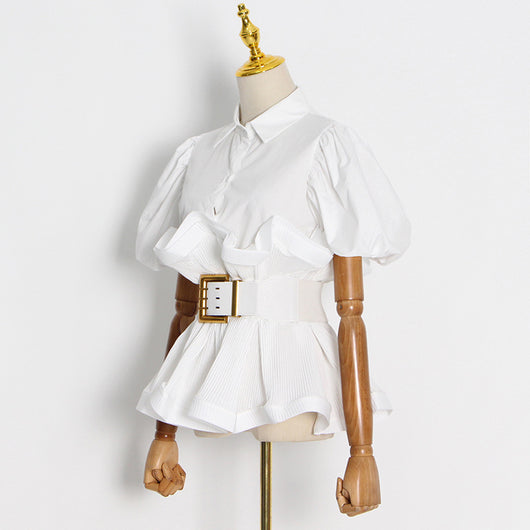 Blusa Princesa con Volantes y Solapa Simple - Image 10
