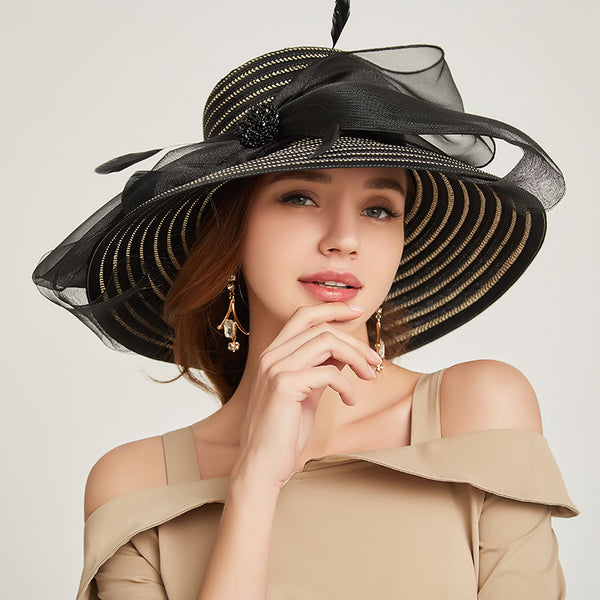 Sombrero Elegante de Ala Ancha para Mujer - Protección Solar Cómoda