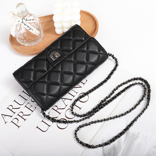 Bolsa para Teléfono de Gamuza Oveja Capacidad Grande con Bordado Diamante Cuadriculado - Image 3