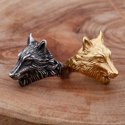 Anillo de Cabeza de Lobo Audaz para Hombres - Image 3