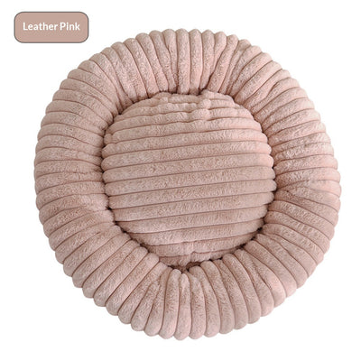 Cama Acolchada Redonda para Mascotas con Diseño de Rayas - Image 8