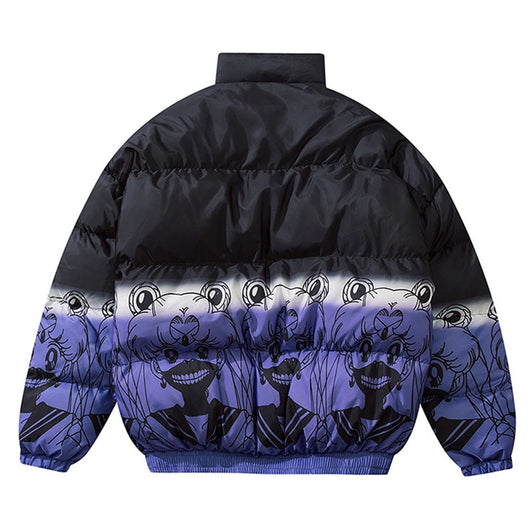 Parka Acolchada Oversized Hip Hop Degradado Harajuku para Hombre - Image 11