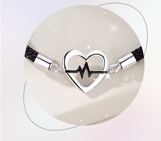 Pulsera de Plata S925 con Diseño de Latido Cardíaco para Parejas - Image 5