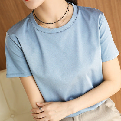 Blusa de Algodón Mercerizado Manga Corta Ajustada para Mujer - Image 15