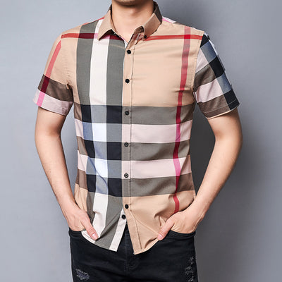 Camisa Cuadros Business Casual Manga Corta Unisex - Image 5
