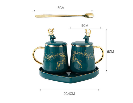 Taza de Pareja Grande con Tapa y Cuchara - Diseño Creativo para Café - Image 6