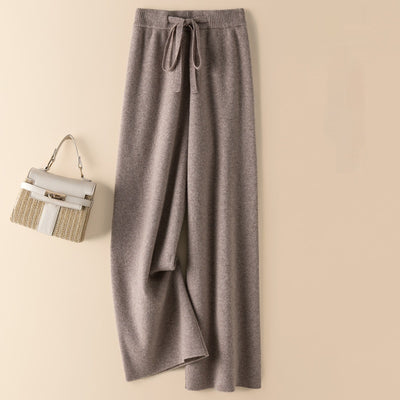 Pantalón Ancho de Lana Gruesa Cintura Alta Efecto Caída - Image 8